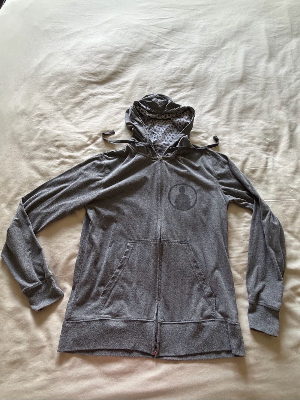 Funky Buddha Brewery Gray Hooded Zip-Up Jacket with Buddha Emblem